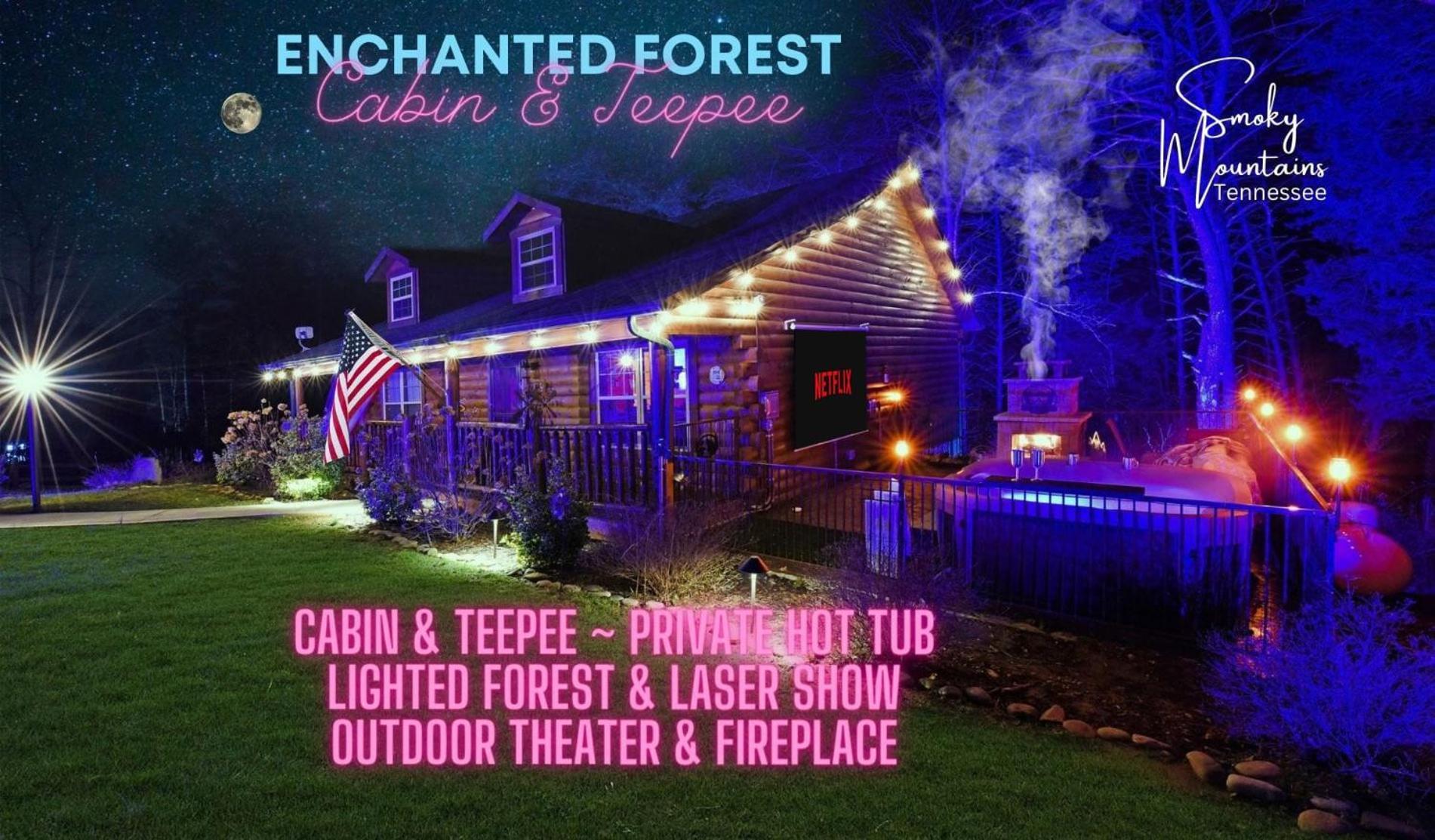 Enchanted Forest Cabin And Teepee! Lights & Laser Show! Private Hot Tub! Unique Stay! Sevierville Exterior foto